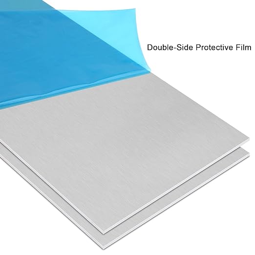 2Pack 6061 T651 Aluminum Sheet Metal 8 x 16 x 1/8 (0.125”) Inch Flat Plain Aluminum Plate Covered with Protective Film, Heat Treatable Rectangle 3MM Aluminum Metal Plate for Industrial, Crafting