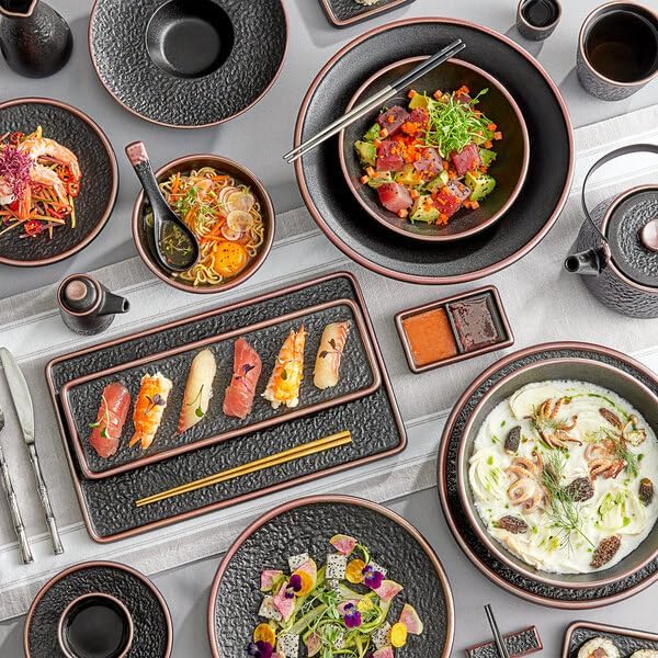 Heika Black Matte Textured Stoneware Dinner Plate, 11 Inch Coupe Style, Round, Banded Rim, Oven Safe, 12 per Case