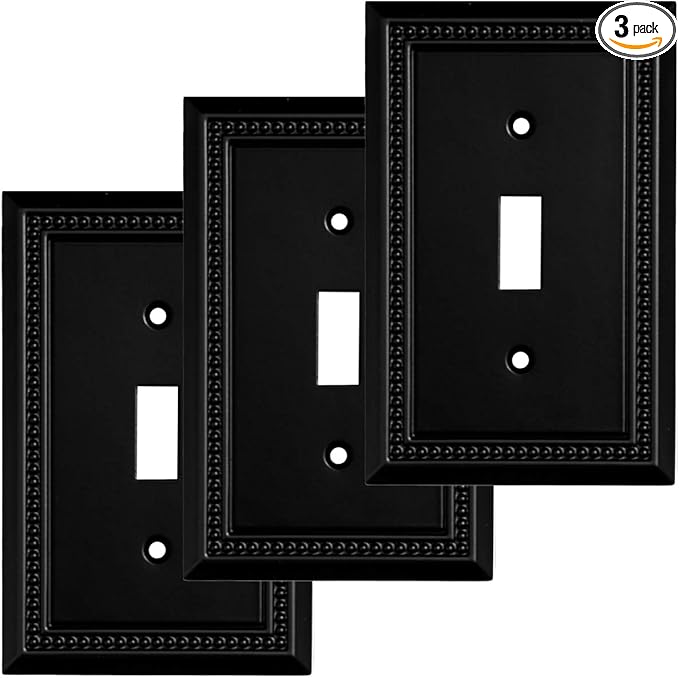 Henne Bery Sunken Pearls Heavy Duty Switch Plate/Wall Plate/Outlet Cover (Single Toggle 3PK, Matte Black)