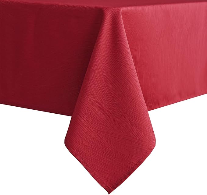 maxmill Jacquard Tablecloth Swirl Design Spillproof Wrinkle Free Heavy Weight Soft Table Cloth Decorative Fabric Table Cover for Outdoor and Indoor Use Oblong 60 x 120 Inch Red