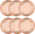Copper Charger Plates - 6 Pack - 13 inch Round Rose Gold Charger Plates with Hammered Rim - Copper Charger Plate Set