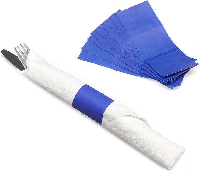 Huron Paper Napkin Bands, Self-Sealing Ring, 1 1/2" x 4 1/4" Reflex Blue (2500 pcs)