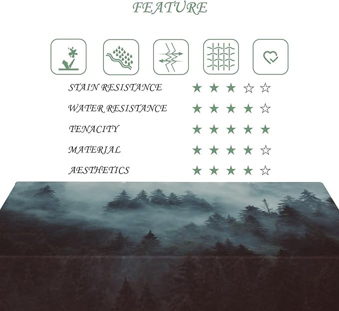 52x70 Inch Nature Rectangular Tablecloth Misty Forest Mountain Table Cloth Waterproof Durable Table Cover for Holiday Picnic Dinner BBQ Decor