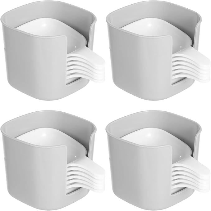 4 Set Dipping Sauce Plate and Holder Set, Plastic Dipping Dish with Storage Box, Mini Dipping Bowls with Handle for Ketchup, Soy, Barbecue, Condiments, Snacks, Fruits, Party