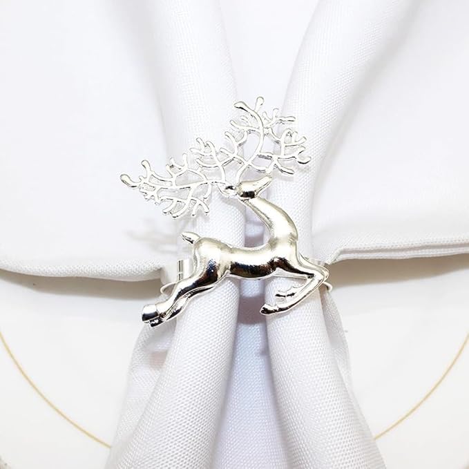 [New Napkin Rings Set of 8 Siliver Set of 8 Napkin Rings Christmas, Holidays, Thanksgiving (Deer-5)