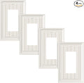 4-Pack Classic Beadboard Decorator Wall Plate Cover, Light Almond Decorative Switch Plates and Outlet Covers, Durable Natural Bamboo Fiber Wall Plates for Electrical Outlets, Receptacle, GFCI Outlet