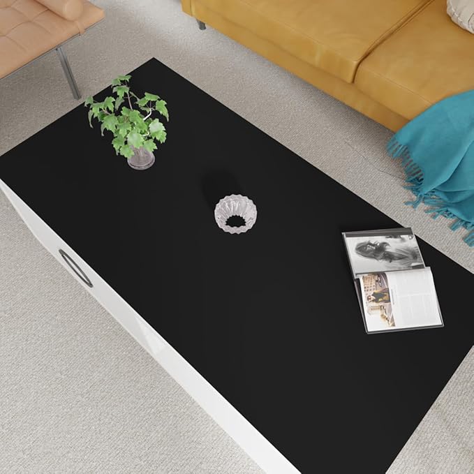 Leather Table Cover,1.8mm Thick,24x54 Inch Table Protector,Coffee Table Protector,Coffee Table Cover,Dining Table Pads.(Black+Black,24x54)