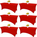 HAISIWLKJ 6 Pack Table Cloth 8ft Red Tablecloths for Rectangle Folding Table Spandex Fitted Stretch Cover Wrinkle Resistant Washable Protector for Party, Wedding, Banquet, Festival.