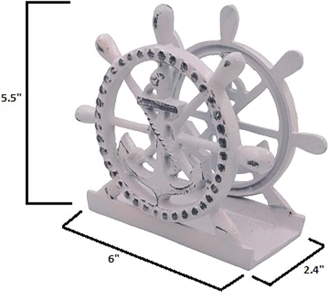 THDC Nautical Napkin Holder, Lunch, Dinner, Nautical Collection Napkin Holder, Made of Metal (Anchor Distressed Pink)