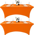 2-Pack 6ft Spandex Table Covers for Rectangle Standard Folding Tables - Wrinkle Resistant Stretch Tablecloths - Ultimate Fitted Table Protector for Parties, Trade Shows, Banquet