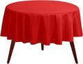 Gee Di Moda Round Tablecloth - 132 Inch Red Round Table Cloth for 72 to 96 Inch Round Tables - Heavy Duty Washable Fabric - for Buffet Table, Holiday Party, Dinner, Wedding & Baby Shower