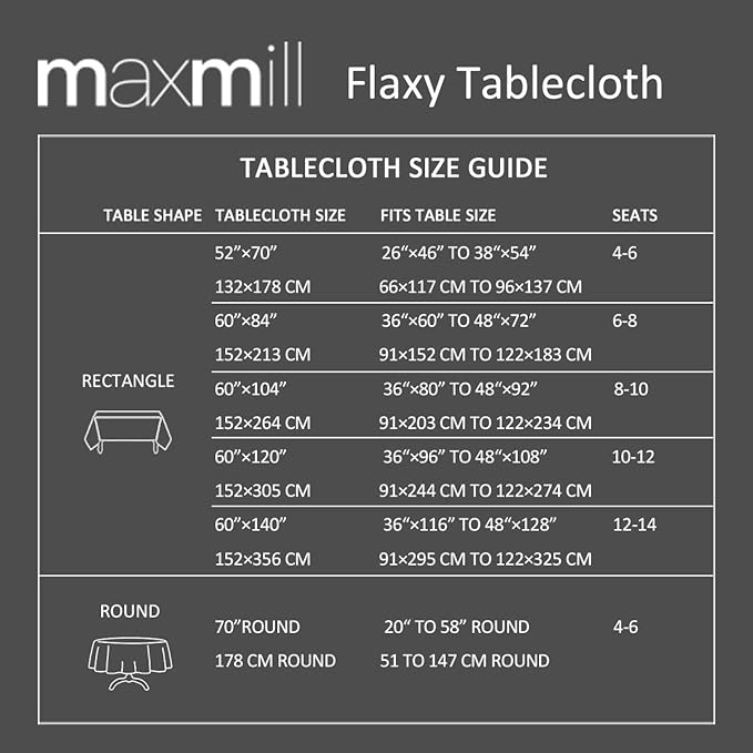 maxmill Flaxy Faux Linen Tablecloth with 2-Tone Slubby Texture Wrinkle Resistant Anti-Shrink Soft Table Cloth for Kitchen Dining Restaurant Tabletop for Event Holiday Dinner Round 70 Inch Linen