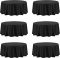 PureFit 6 Pack Round Black Table Cloths 70 Inch for Round Tables, Stain and Wrinkle Resistant Table Linens for Home Use, Wedding, Party, Banquet and Camping