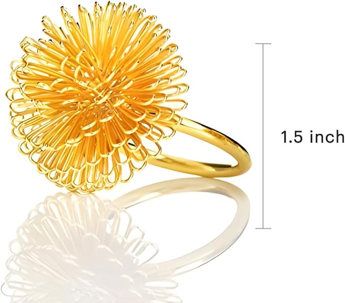 Decozen Set of 4 Gold Napkin Rings in Floral Design, Festive, Table Decor Setting for Holiday, Wedding, Birthday, Kitchen, Home Decor, Housewarming Gift - Thanksgiving & Christmas Gift Decoration