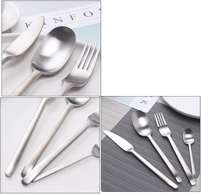 Matte Silverware Set for 16 Stainless Steel Flatware Set Light Luxury Vintage Style 64 Piece Cutlery Tableware Utensils Set Include Knives Forks and Spoons for Home Kitchen Restaurant Christmas