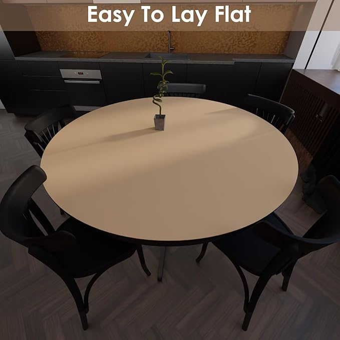 Round Table Pad,1.8mm Thick,Dia.40 Inch,Round Leather Table Cover,Round Table Protector,Round Dining Table Protector,Round Table Top Protector.(Dia.40,Light Brown+Gray)