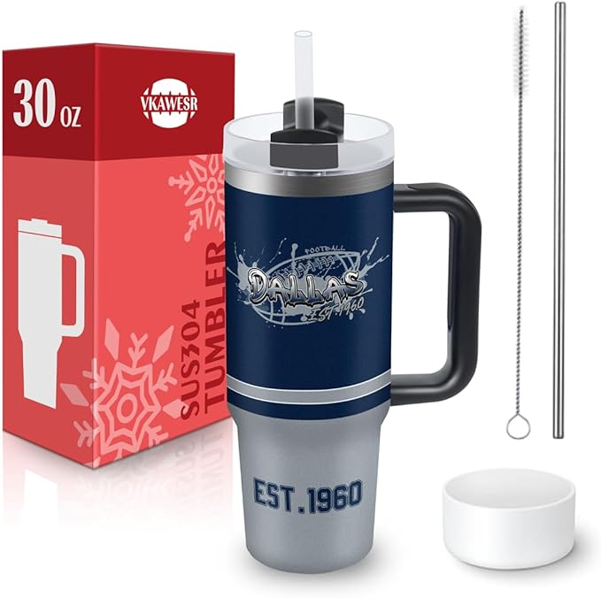 30 oz Tumbler with Handle and Straw,Car cup,Coffee Mug,100% Leakproof Insulated Tumbler with Lid and Straw,Made of Stainless Steel,Cup Holder Friendly Base,Classic Collection Gifts for Fans