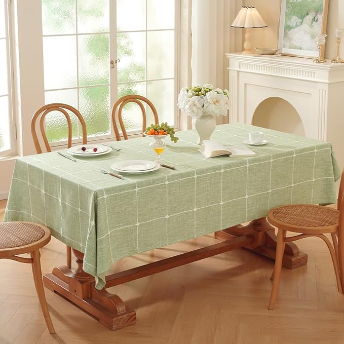 Zobesta Linen Square Table Cloth 70 x 70 Inch, Cotton Green Linen Square Tablecloth, Farmhouse Soft Boho Tablecloth for Outdoor, Party, Holiday, Picnic, Dining