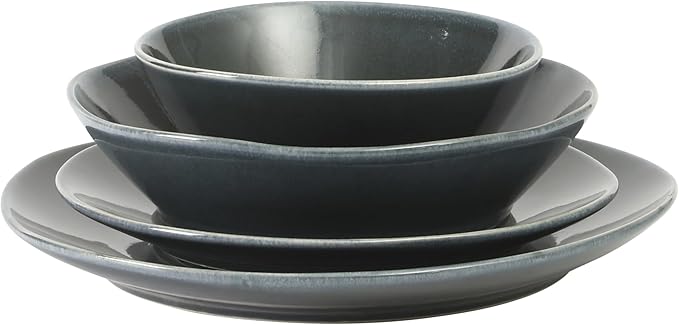 Bloomhouse - Two Time Oprah's Favorite Things Winner - Montecito Breeze 16 Piece (Service for 4) Double Plates and Bowls Stoneware Reactive Glaze Dinnerware Set - Laguna Dawn