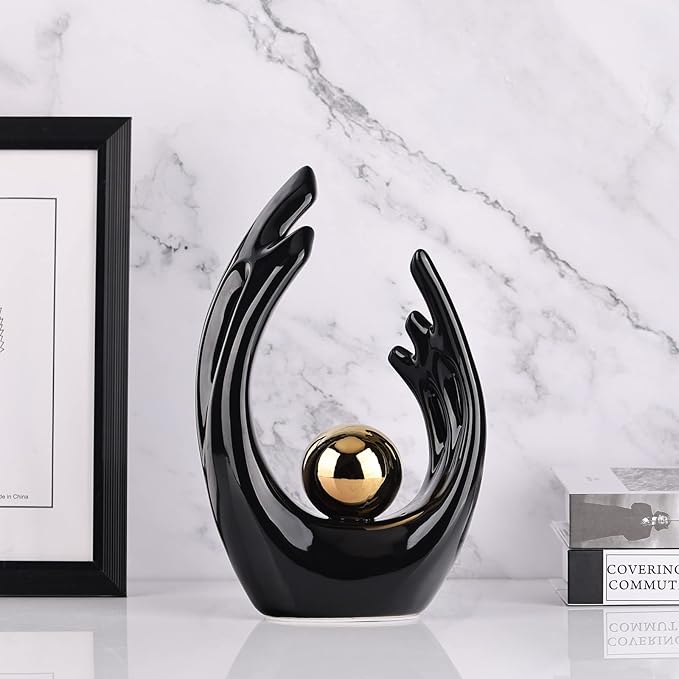LCCCK 12" H Navy Blue Aesthetic Room Decor Accent, TV Stand Funky Table Centerpiece, Abstract Art Ceramic Statue and Sculpture, Blue Decor for Living Room, Bookshelf Decorative Objects, Shelf Decor