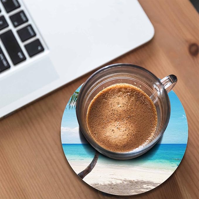 Beautiful Beach Table Coasters for Drinks Palm Tree Summer Paradise Tropical Island Scenery 100% Diatomite Home and Dining Room Bar Decor 4 X 4 X 0.35 Inch for Men Women