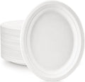 30 Count Compostable Paper Plates Disposable Oval 12.5x10 Inch White