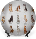 Ceramic Display Plate, Dog Ceramic Hanging Decorative Plate, AGroup of Different Puppy Breeds Family Type Species, 7 Inch, Living Room Kitchen Decoration Household, Multi