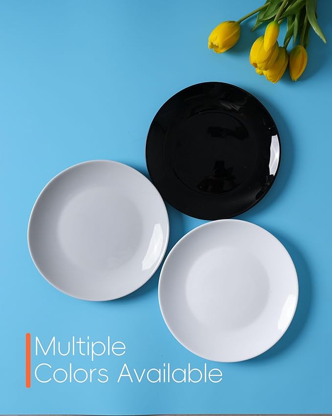 7.5 inch Appetizer Plate Set of 6, Lightweight Opal Glass Round Salad Plates for Dessert Kitchen, Dishwasher and Microwave Safe, Grey