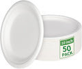 Aricsen 50 Pack 10 Inch Compostable Disposable Round Paper Plates, Natural White Biodegradable Sugarcane Bagasse PFAS-Free Eco-Friendly Dinner Plates for Party Wedding Picnic BBQ (50, 10 INCH)