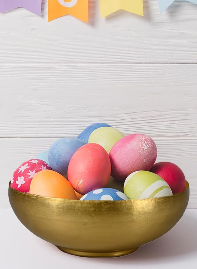 Serene Spaces Living Set of 4 Antique Brass Decorative Bowl, Metal Basket, for Floating Candles, Flowers, Potpourri, Catchall for Entryway, Centerpiece, Home Décor, 4.75" Tall & 12" Dia