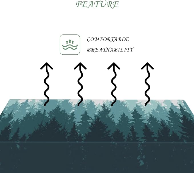 70x140 Inch Nature Rectangular Tablecloth Forest Silhouette Painting Table Cloth Waterproof Durable Table Cover for Picnic Indoor Gaming Room Decor