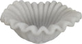 Small Decorative Bowl decor, Scalloped Pedestal Bowls for Modern Home Decor,Ruffle Decor,Stylish Key Bowl for Entry Table,Decorative Fruit Bowl for Kitchen Counter,Artificial Stone Milky White