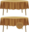 Fokitut 2 Pack Waterproof Round Tablecloth, 60 Inch, Stain Resistant and Wrinkle Polyester Table Cloth, Fabric Table Cover for Kitchen Dining, Wedding, Party, Holiday Dinner-Gold