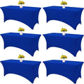 HAISIWLKJ 6 Pack Table Cloth 6ft Royal Blue Tablecloths for Rectangle Folding Table Spandex Fitted Stretch Cover Wrinkle Resistant Washable Protector for Party, Wedding, Banquet, Festival.