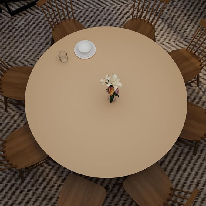 Round Table Pad,1.8mm Thick,Dia.40 Inch,Round Leather Table Cover,Round Table Protector,Round Dining Table Protector,Round Table Top Protector.(Dia.40,Light Brown+Gray)