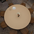 Round Table Pad, 1.8mm Thick, 41 Inch Diameter, Leather Table Cover and Protector for Dining Table Top (Light Brown+Gray)