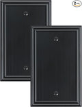 2-Pack Single Blank Wall Plates, Durable Solid Zinc Alloy Blank Outlet Covers, Decorative Black Wall Plate Cover for Unused Outlets/Switches, Corrosion Resistant