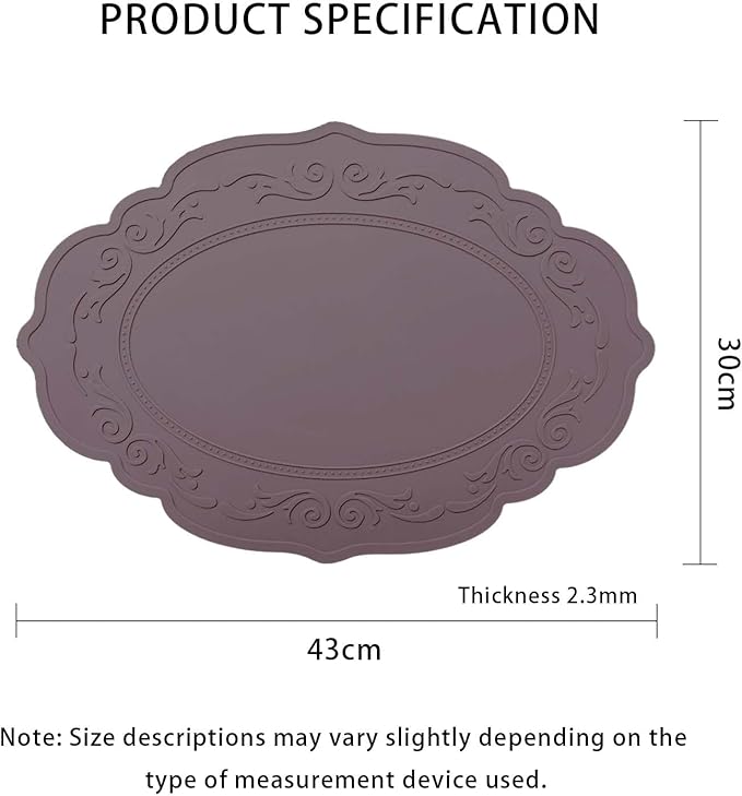 Silicone Placemats Set of 2, Oval Placemats,Heat Resistant Non-Slip Table Mat, Waterproof Silicone Placemat for Kids Large, Easy to Clean Dining Table Placemats by Siliconty(2, Cameo Brown)