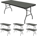 6 Pack Stretch Fabric Table Top Cap Cover, fits 6' Tables, Spandex Table Covers Washable Elastic Universal Rectangle Tablecloth Protector for Indoor Outdoor Party Picnic Wedding, Gray, 30" W x 72" L