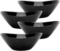 43 OZ Serving Bowl Set of 4, Opal Glass 9 inch Oval Serving Dishes for Salad, Side Dishes, Fruit Kitchen, Microwave & Dishwasher Safe, Black