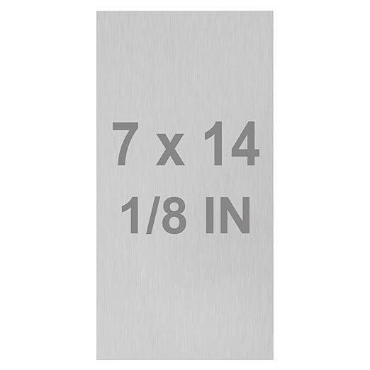 6061 T651 Aluminum Sheet Metal 7 x 14 x 1/8 (0.125”) Inch Flat Plain Aluminum Plate Covered with Protective Film, Heat Treatable Rectangle 3MM Aluminum Metal Plate for Industrial
