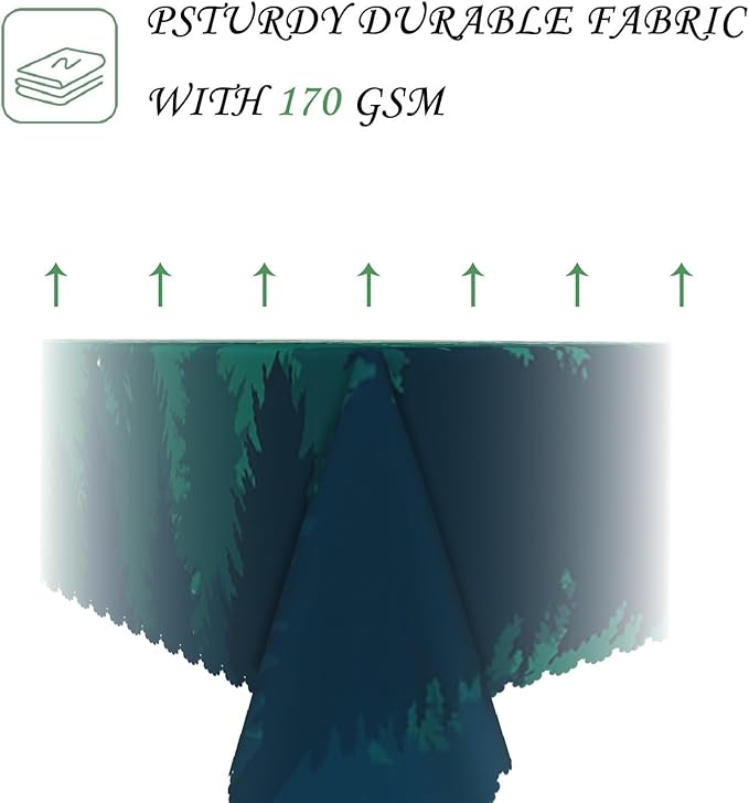 70x140 Inch Nature Rectangular Tablecloth Misty Pine Forest Silhouette Table Cloth Waterproof Durable Table Cover for Party Picnic Indoor Gaming Room Decor
