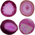 Geode Agate Slice Coasters Dyed Pink 3-4" Set of 4 Crystal Decorations Art Coaster Stone Bar Sets for The Home Drinks