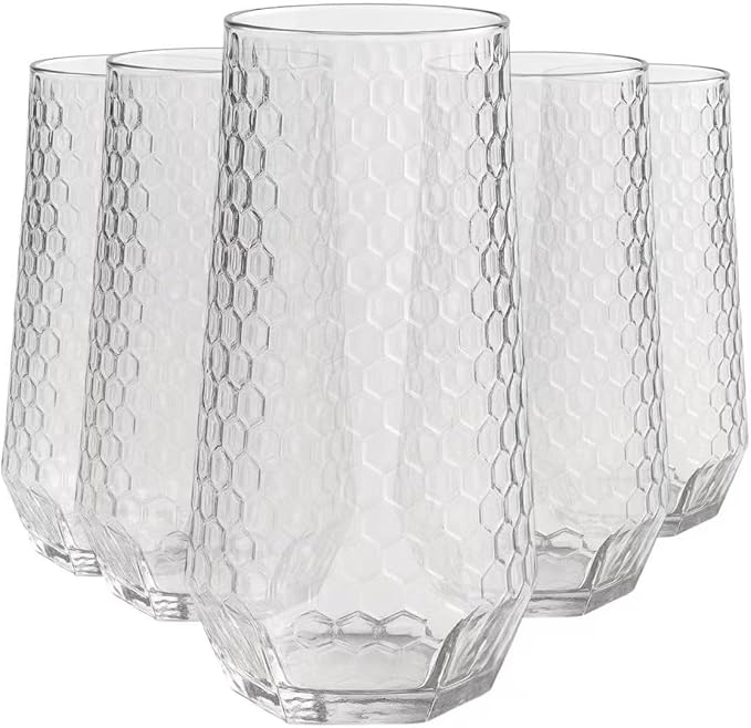 48 Pack Ribbed Ripple Stemless Toasting Glasses, Origami Durable 9 Oz BPA-Free Disposable Plastic Champagne Flutes for Weddings, Bars, Events, and Celebrations (48, Hammered Diamond Clear)
