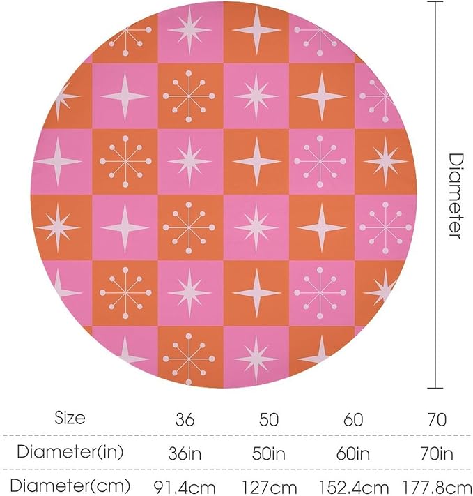 Mid Century Modern Round Tablecloth, Vintage Abstract Colorful Geometrics Modern Print Tablecloth for Home Party Dining Room Kitchen Decor 70Inch(178cm)