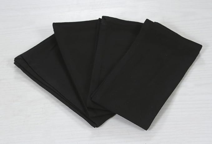 ACCENTHOME Accent Home 100% Cotton Napkins, Delicate Cloth Napkins for Dinners, Parties and Weddings，18 x 18 Inch Set of 12 - Black