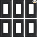 6-Pack Decorator Wall Plate Cover, Black Decorative Switch Plates and Outlet Covers, Durable Natural Bamboo Fiber Wall Plates for Electrical Outlets, Receptacle, GFCI Outlet, Dimmer Switch