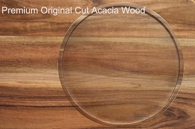 14" Two-Tier Acacia Wood Lazy Susan Organizer Kitchen Turntable for Cabinet Pantry Table Organization