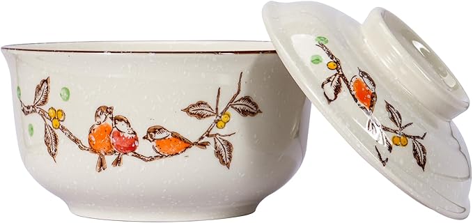 6.5 inch Retro Ceramic Ramen Bowl with Lid,Japanese Style Personalized Dinnerware For Noodle Rice Porridge Soup Fruit Sala (6.5inch, C)