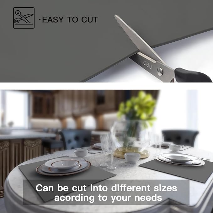 Silicone Mats for Kitchen Counter, 47.3"x23.6"(120cmx60cm) Large Heat Resistant Mat Kitchen Island Waterproof 2MM Thick Countertop Protector Mat Nons-slip Extra Large Counter Mat, Translucent Black